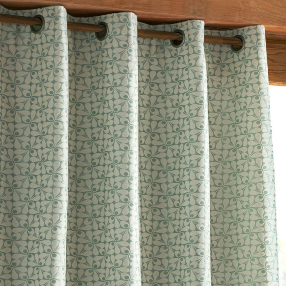 Woven Acorn Cup Lined Eyelet Curtains by Orla Kiely Mid Powder